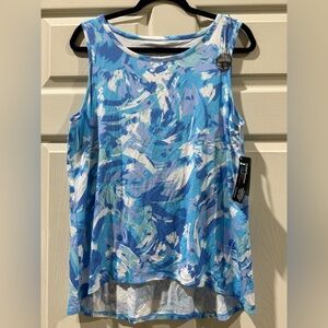 Blue and White Abstract Sleeveless tank top and shorts